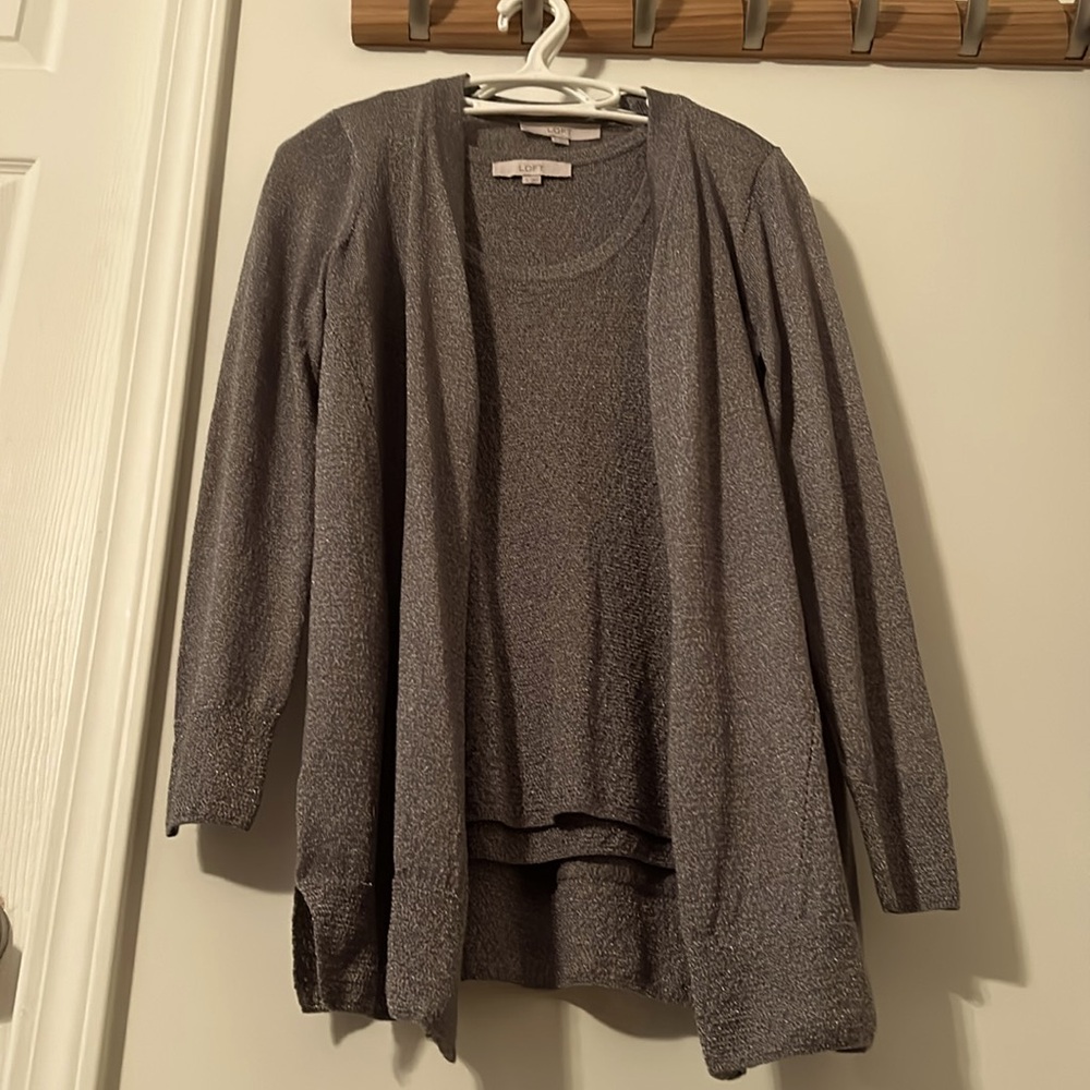 Cardigan set in shimmery silver